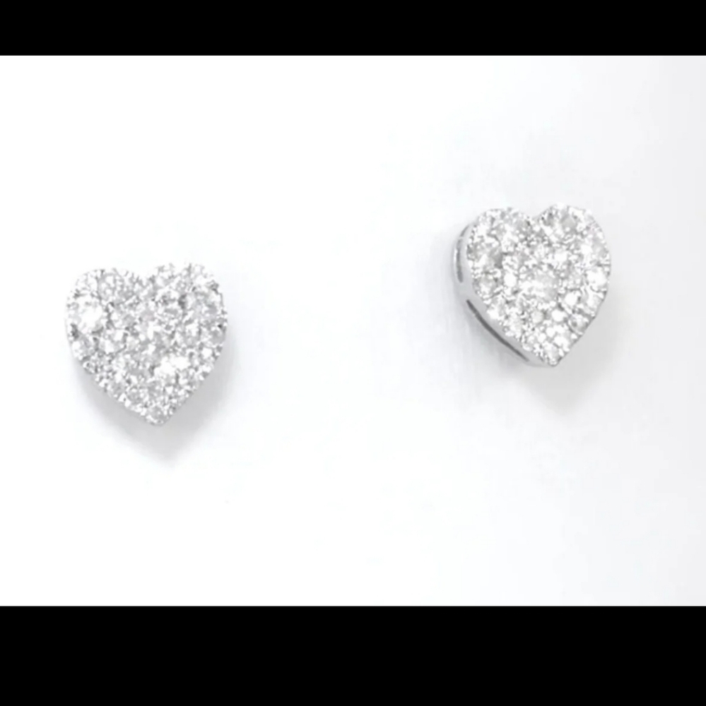 Zales 10k white gold heart earrings